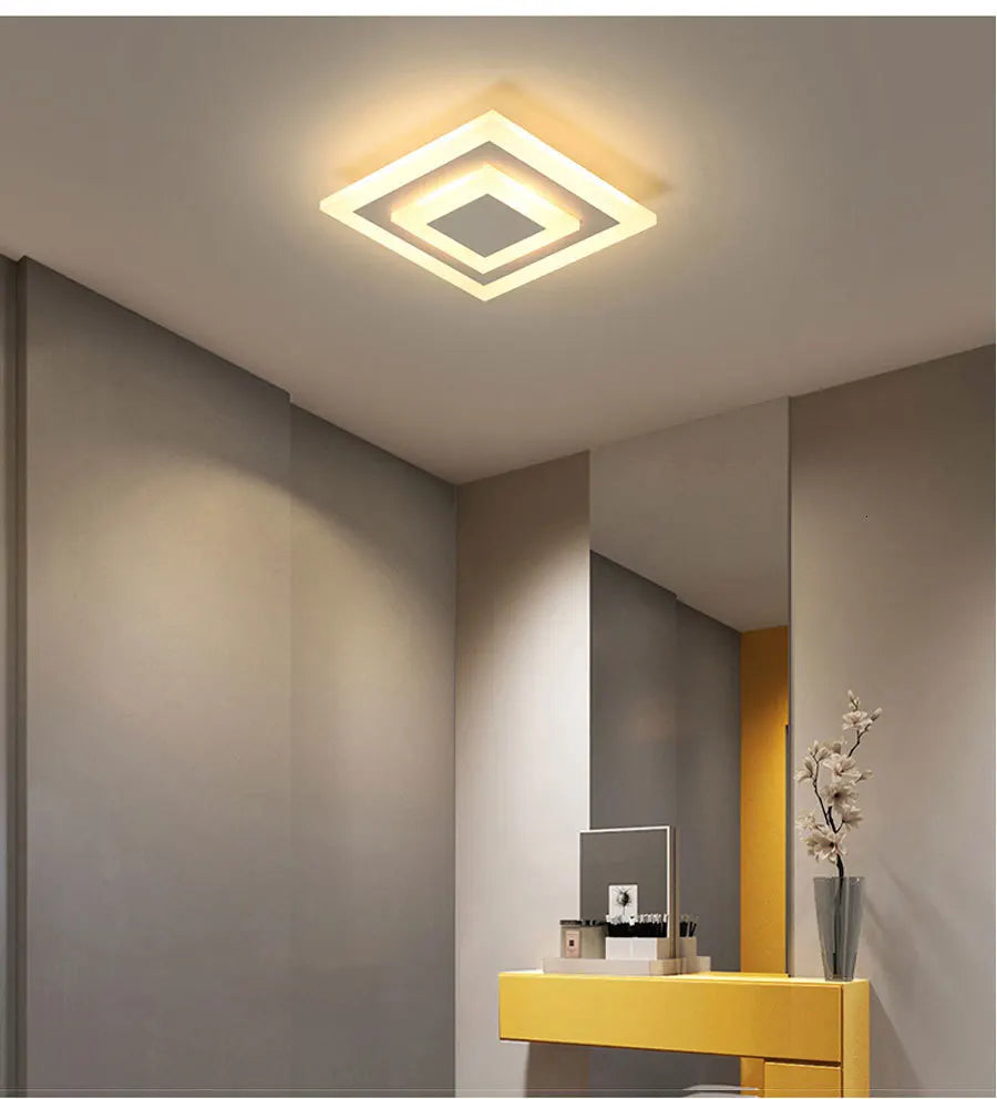 Luz de techo LED moderna para lámparas de pasillo, baño, sala de estar, balcón, iluminación cuadrada redonda, accesorios decorativos para el hogar, envío directo