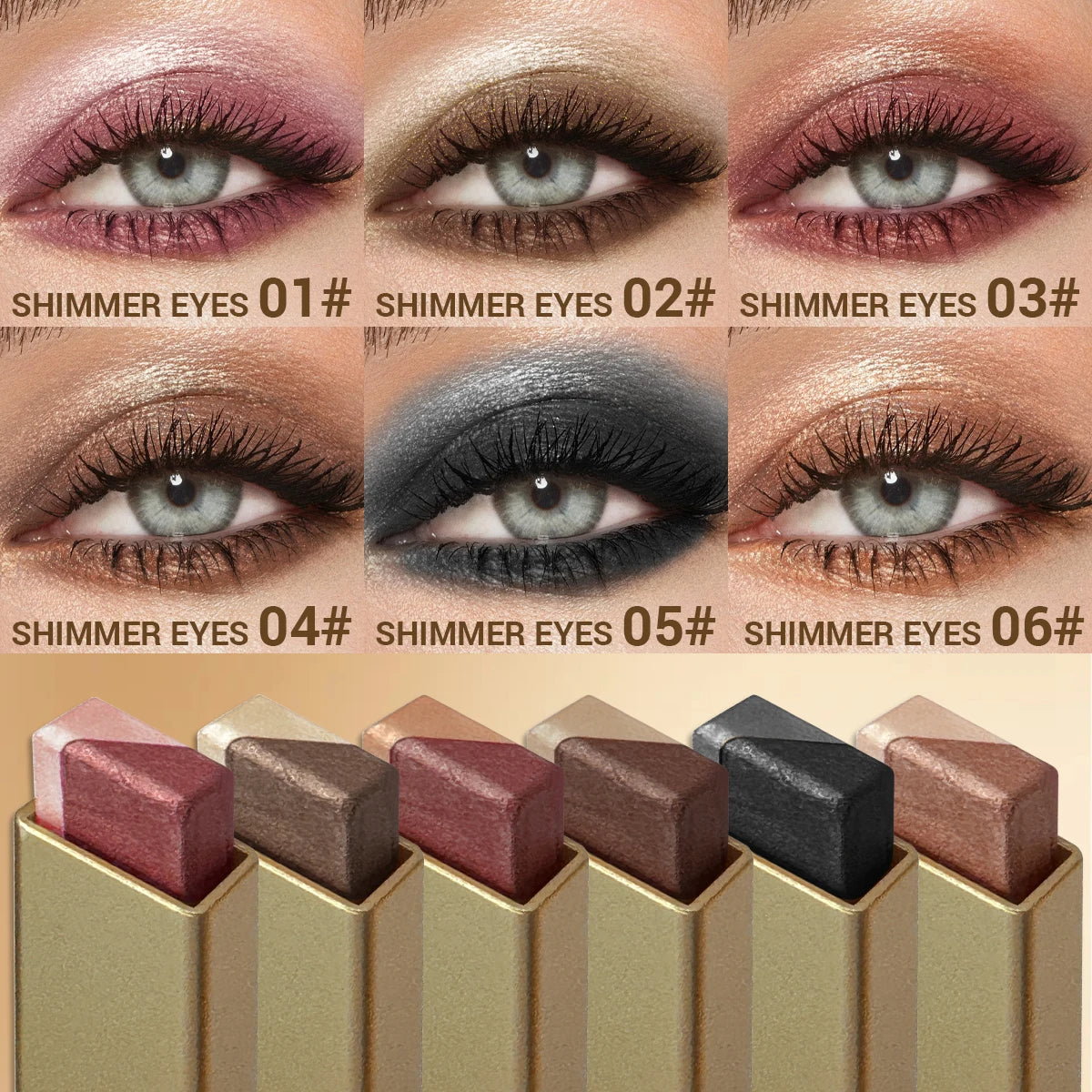 Barra de sombra de ojos de doble color, color de ojos mezclable para maquillaje diario, marrón y rosa, producto cosmético para maquillaje de ojos, 1 ud.