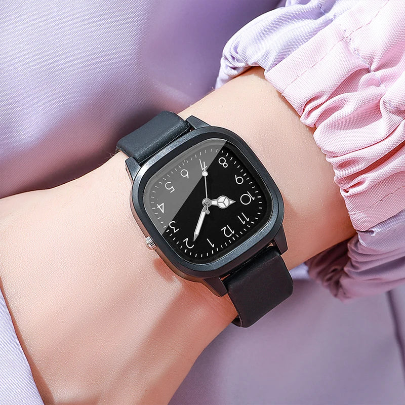Relojes de Mujer con banda de silicona de Color caramelo a la moda, Reloj de pulsera de cuarzo con esfera cuadrada para Mujer, Reloj para niñas