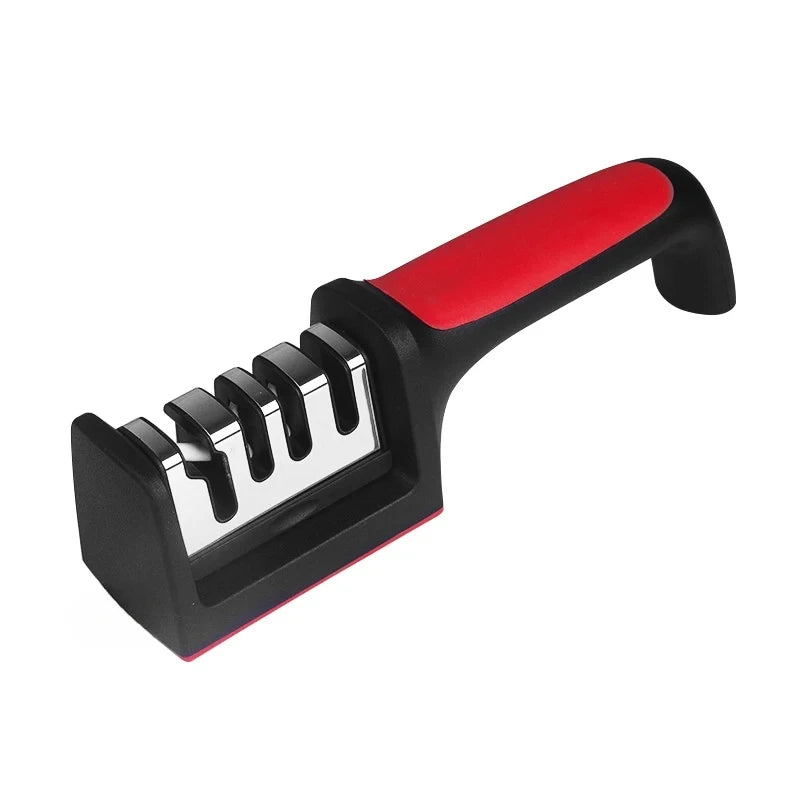 Afilador de Cuchillos de Cocina de 3 Segmentos, Multifuncional, Manual, 3/4 Usos, Piedra de Afilar Negra, Herramientas para Afilar Cuchillos