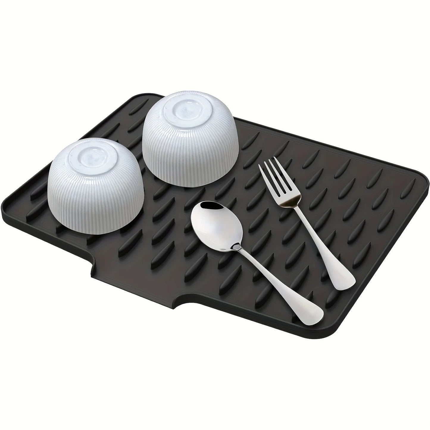 Estera de drenaje de silicona para cocina con diseño de drenaje incorporado, fácil de limpiar, adecuada para encimeras, fregaderos y refrigeradores