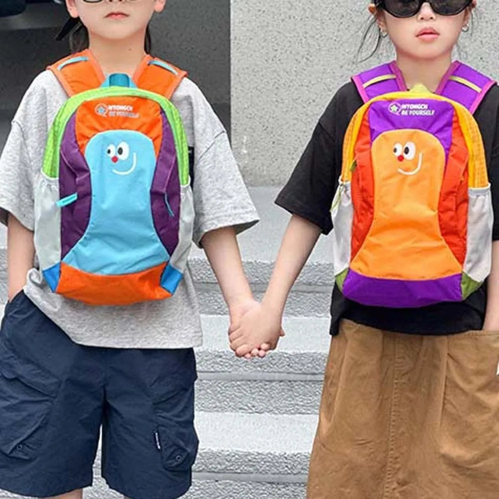 Mochila de tela Oxford para niños, mochila ergonómica con dibujos animados para guardería, mochila ligera y duradera con bloques de color para estudiantes