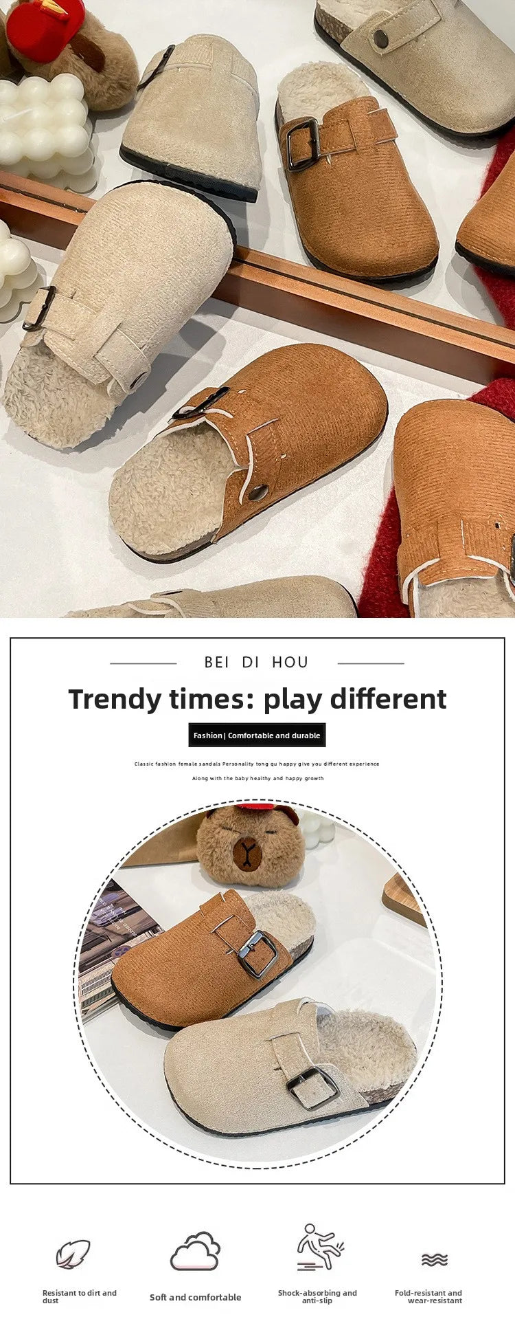 2025 niños niñas invierno cálido felpa corcho cama piel zuecos zapatillas señora peluda casa pisos zapatillas de algodón