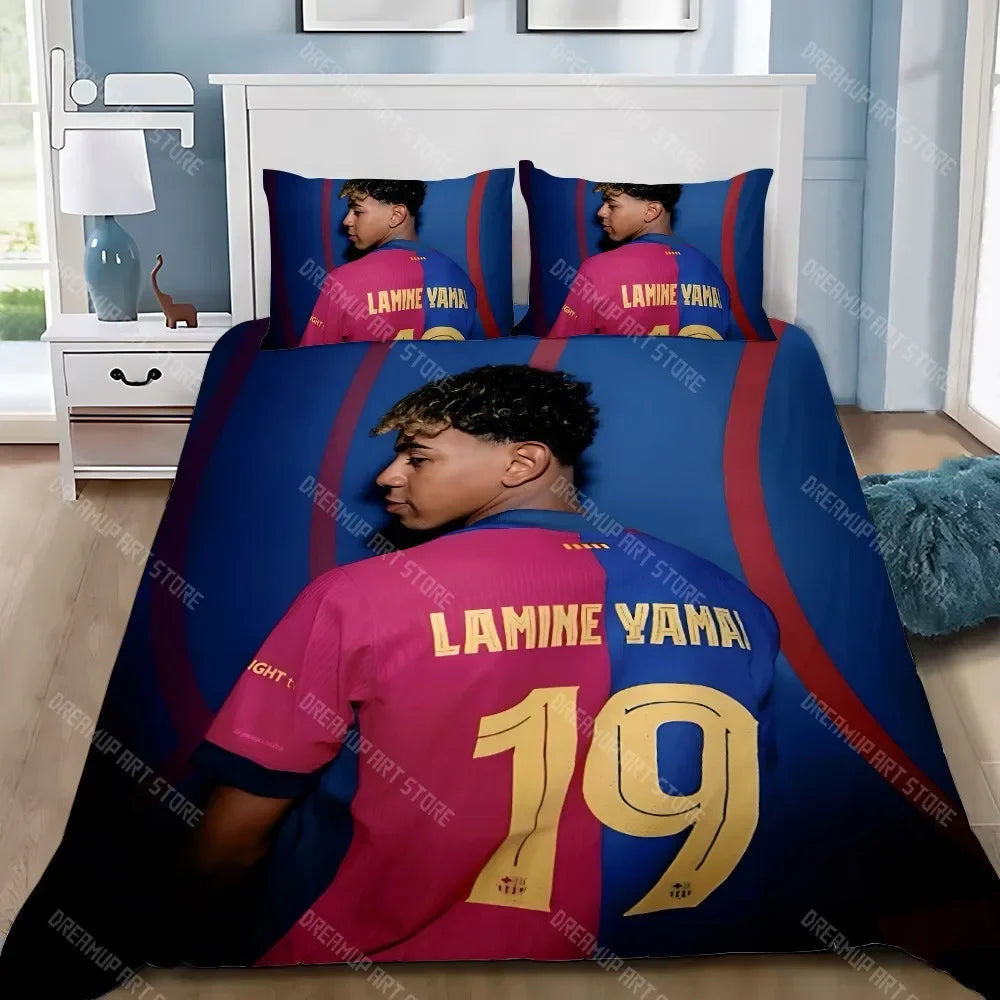 Funda nórdica de estrellas de fútbol, funda de almohada, juego de cama para adultos, niños y niñas, decoración de dormitorio Y-Yamal, regalo para niños, tamaño individual y doble