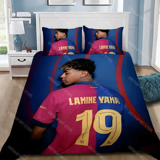 Funda nórdica de estrellas de fútbol, funda de almohada, juego de cama para adultos, niños y niñas, decoración de dormitorio Y-Yamal, regalo para niños, tamaño individual y doble
