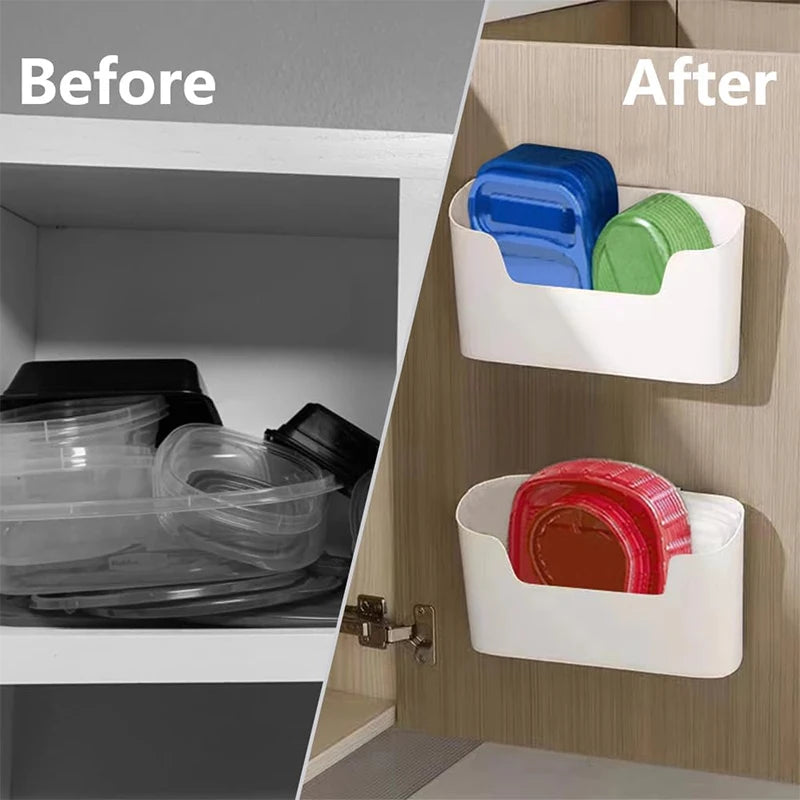 Estante de almacenamiento adhesivo montado en la pared para cocina, caja de almacenamiento multifuncional para puerta de armario, estante para cajón debajo del fregadero, organizador de baño