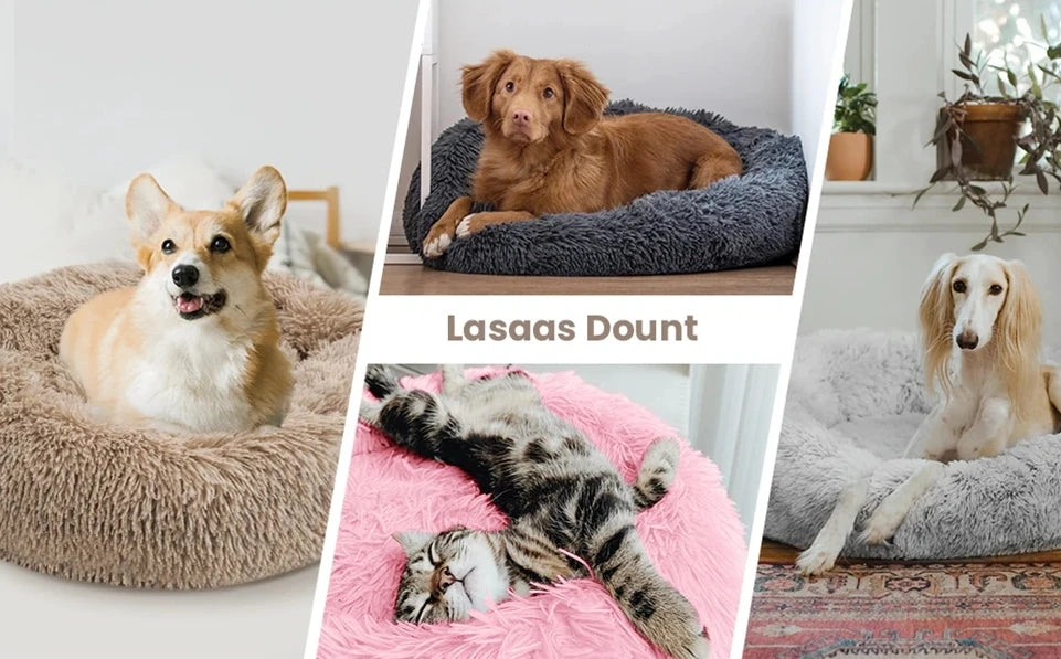 Cama redonda para mascotas de 40-90cm y 6 tamaños, cama para perros grandes, cama para gatos súper suave, casa para perros de peluche para perros medianos, casa para dormir cálido en invierno