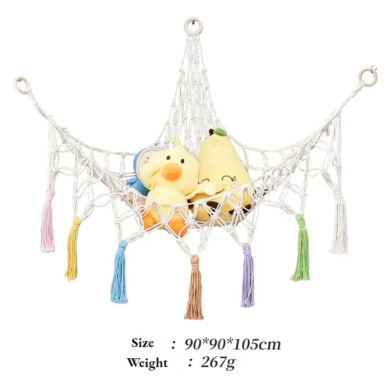 Hammock Net Toys Storage Boho Decor Children Room Toys Stuffed Animals Toys Hammock Net Organize Bohemia Soft Storage Swing
