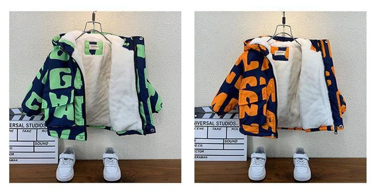 Abrigo para niños, chaqueta, prendas de vestir, Tops de algodón, moda 2023, grueso, además de terciopelo, abrigo de talla grande para invierno y otoño, ropa para niños