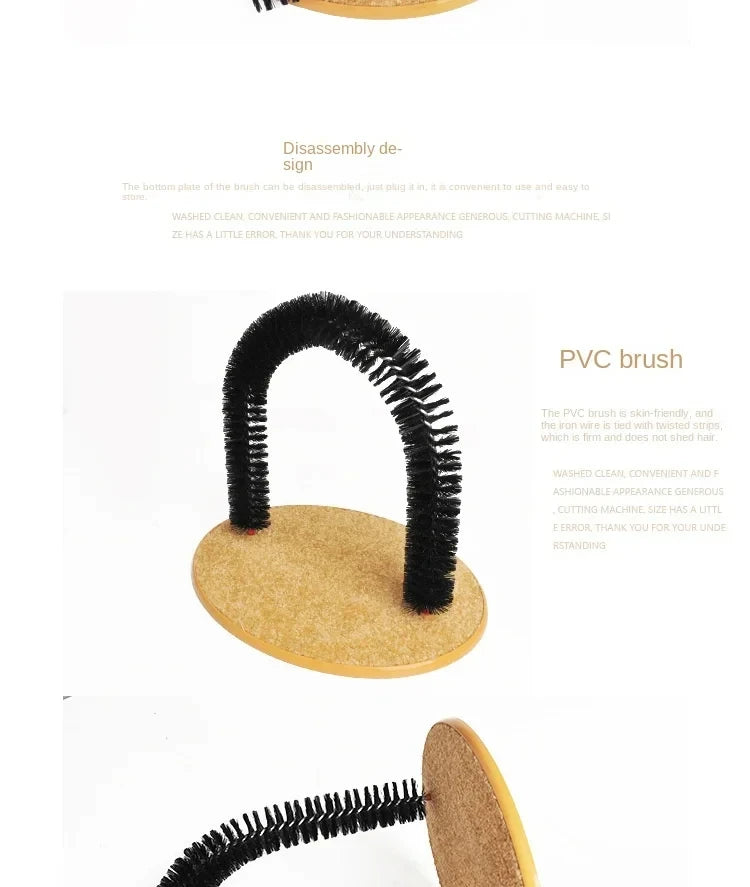Arco de Juguete para Gatos con Cepillo de Masaje y Rascador, Juguete Interactivo para el Cuidado Felino