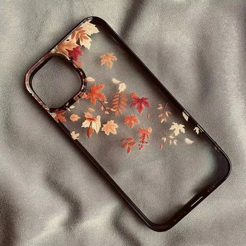 Funda de teléfono de hojas caídas a la moda para Xiaomi Redmi 14C 13C 12C 4G Poco X6 X5 Pro Redmi Note 12 11 13 Pro Plus 5G funda de hoja de arce
