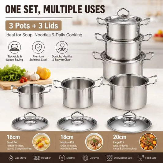 Olla de Cocina de Acero Inoxidable, Cacerola Antiadherente para Leche con Tapa, Utensilios de Cocina, Accesorios, Ollas para Sopa, Portátil para Camping