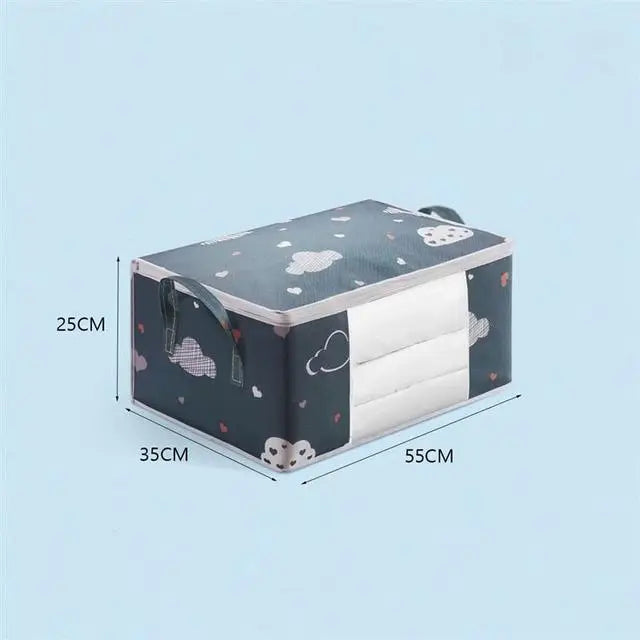 Bolsa de almacenamiento de ropa de gran capacidad, organizador con asa reforzada, adecuado para mantas, ropa de cama, plegable con cremallera resistente
