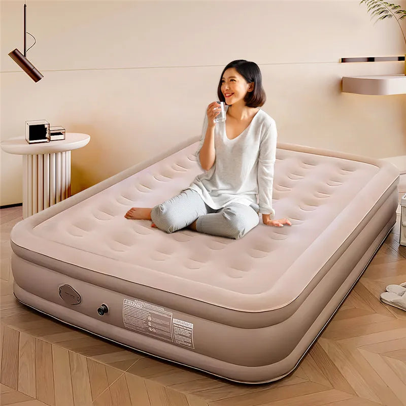 Colchón de Aire para Exteriores, Colchón Inflable para Siesta, Colchón de Aire Grueso y Elevado, Colchón Individual para el Hogar, Colchón Doble para la Hora del Almuerzo