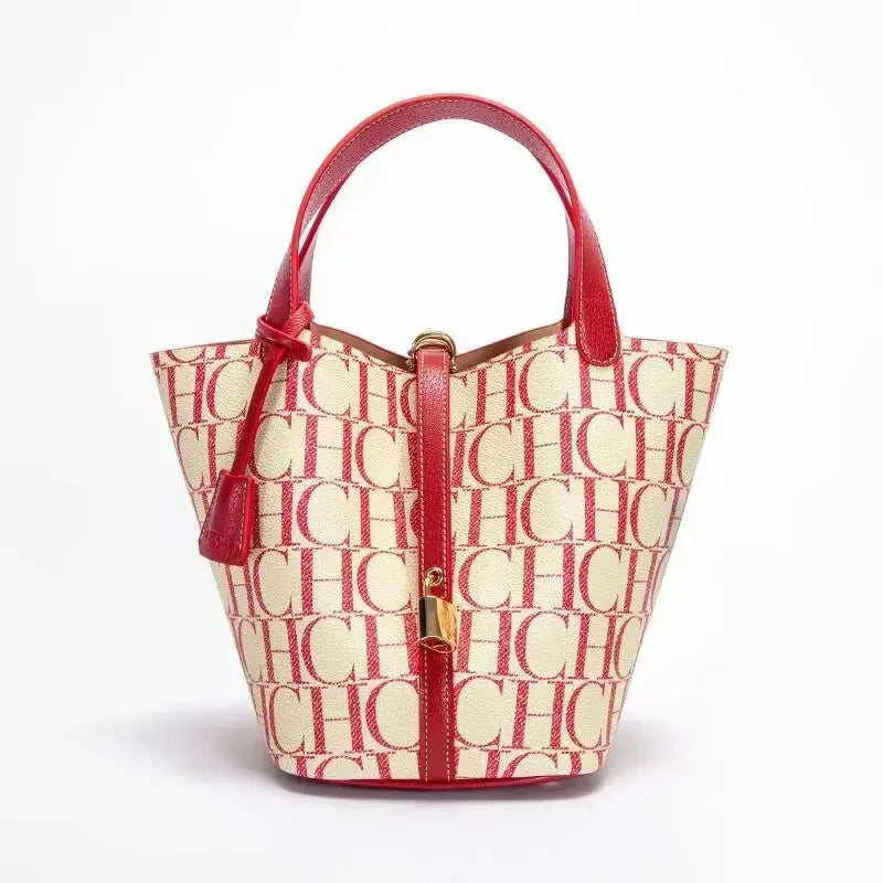 CH-Bolso de viaje para ir al trabajo de gran capacidad, marca de lujo, textura de moda, bolso de hombro con estampado de letras para mujer