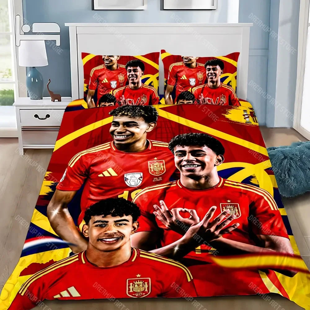 Funda nórdica de estrellas de fútbol, funda de almohada, juego de cama para adultos, niños y niñas, decoración de dormitorio Y-Yamal, regalo para niños, tamaño individual y doble