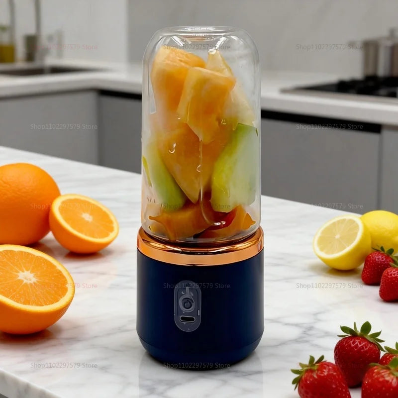 Licuadora Portátil de Doble Vaso, Exprimidor USB, Mezclador de Frutas para Smoothies, Batidos y Jugos, Procesador de Alimentos Compacto, Exprimidor de Naranjas