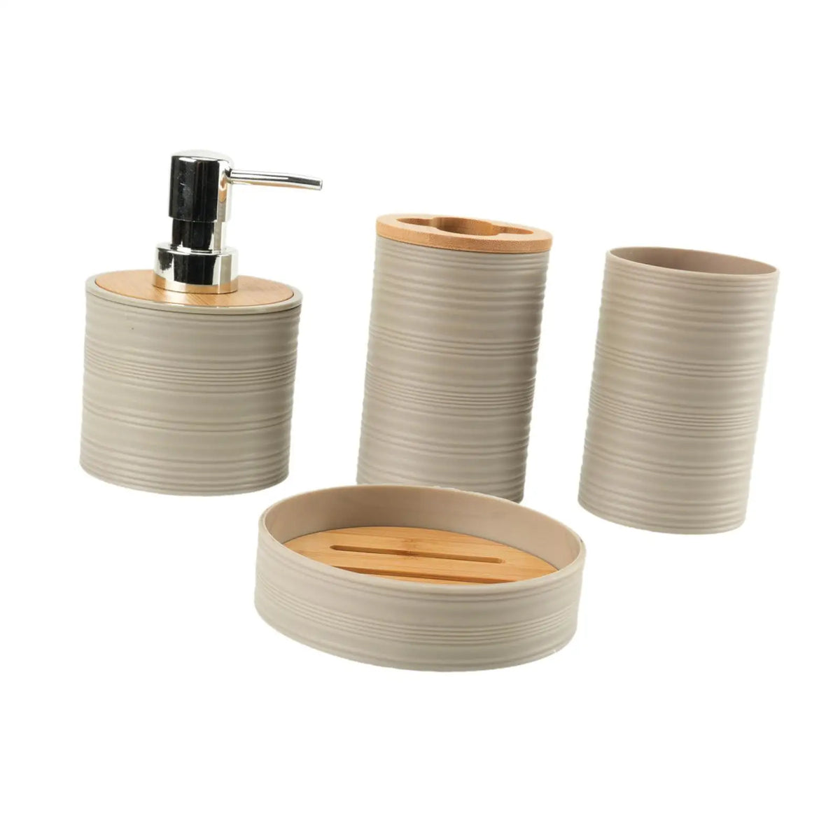 Suministros de baño de bambú para lavado de baño, estante de almacenamiento para el baño, juego de soporte para cepillos de dientes, taza para enjuague bucal, tocador, 4 Uds.