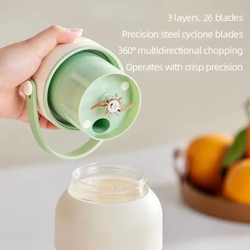 Exprimidor portátil de 1100ML, mezclador de frutas frescas, 26 cuchillas, exprimidor multifuncional recargable por USB, triturador de hielo, licuadora de batidos para el hogar