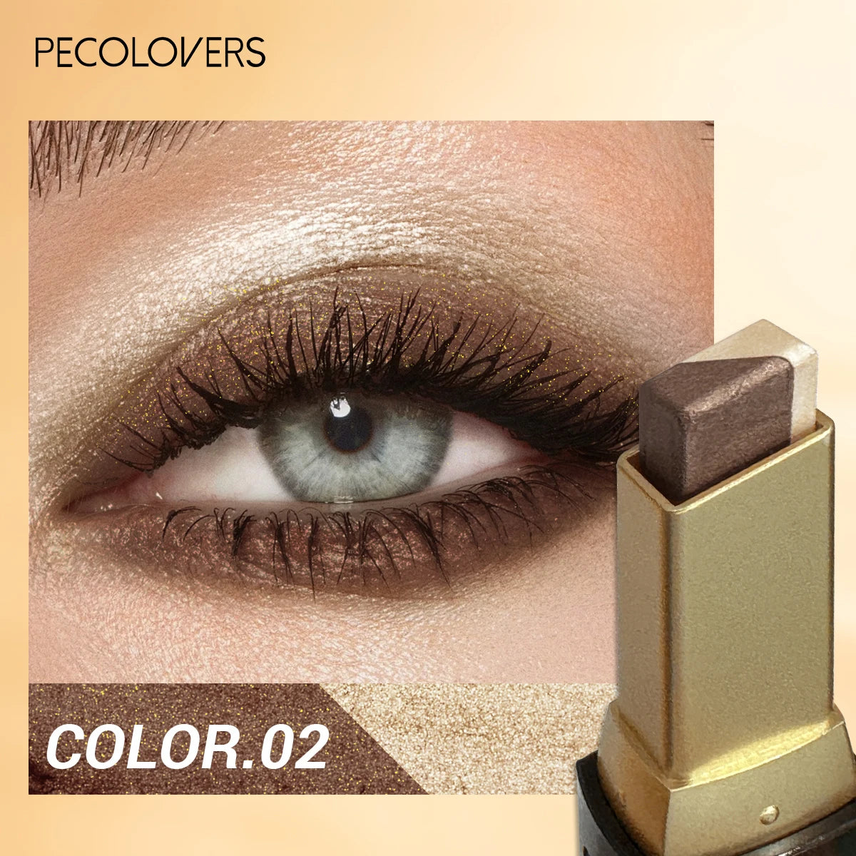 Barra de sombra de ojos de doble color, color de ojos mezclable para maquillaje diario, marrón y rosa, producto cosmético para maquillaje de ojos, 1 ud.