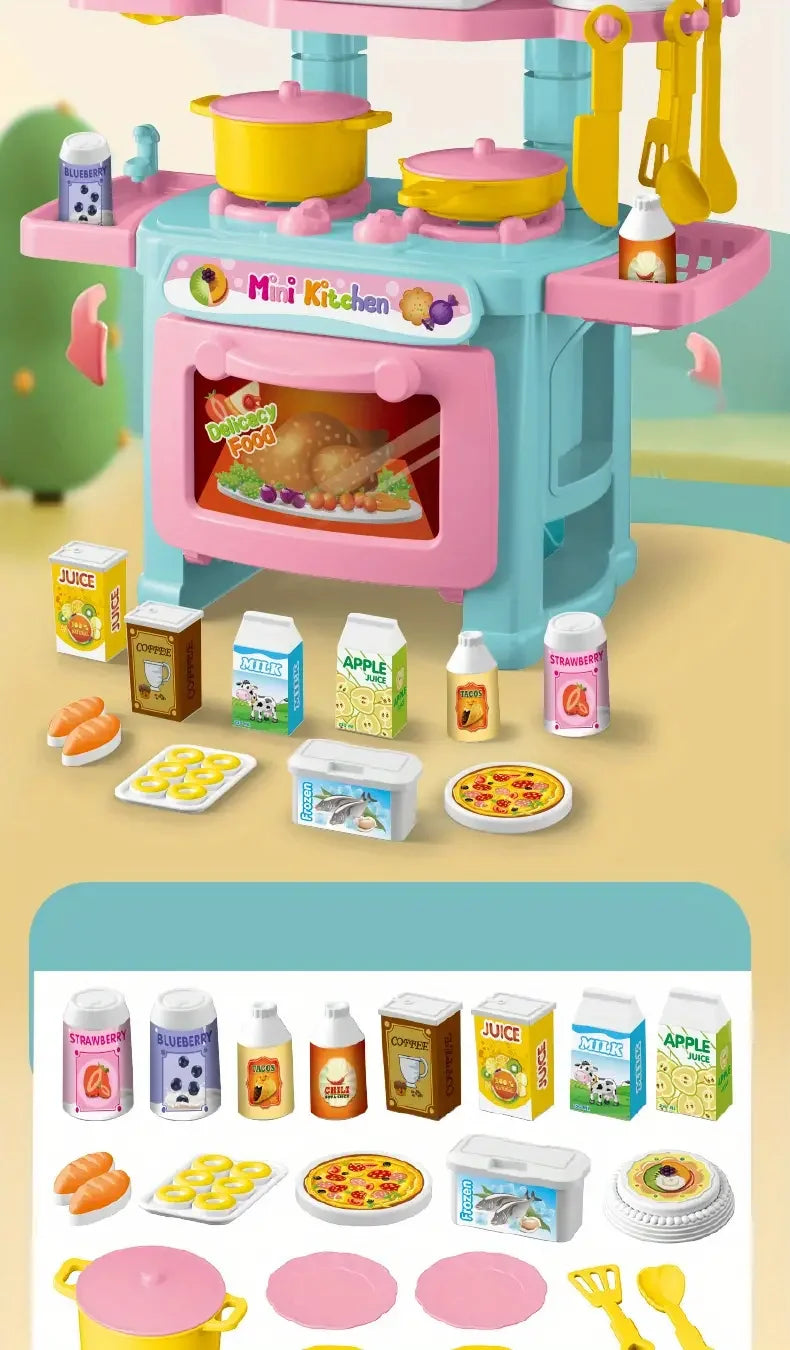 Mini juego de mostrador de cocina DIY, vajilla de comida de cocina simulada, juego de rol para casa, juego de simulación, juguete para regalo para chico y niño