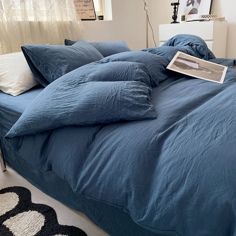 Juegos de fundas de edredón gris oscuro a la moda, fundas de edredón cepilladas, juegos de cama individual doble Queen, funda de almohada para niños, funda de edredón sólida