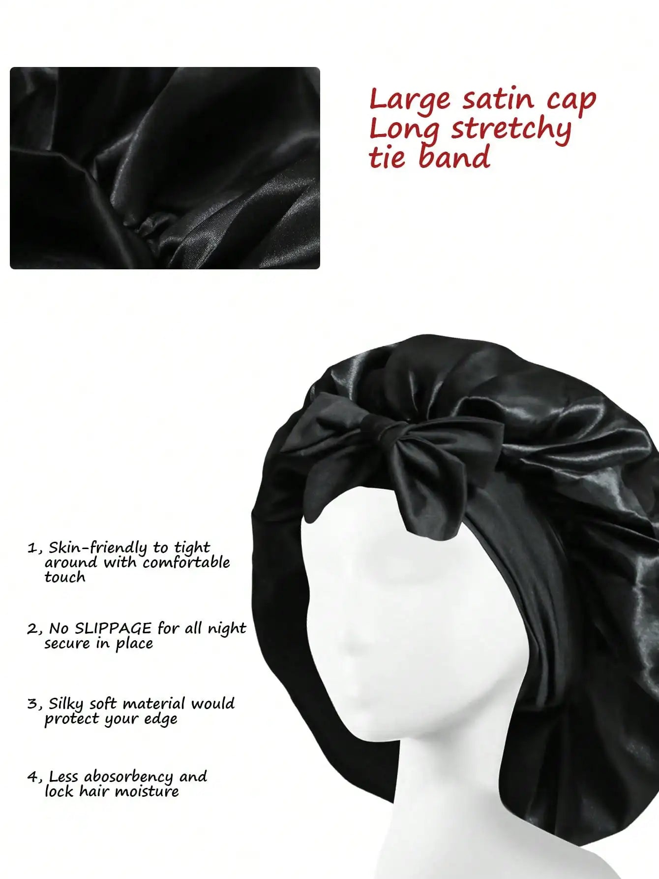 Gorro de satén Gorro de seda Bonne ajustable para dormir Gorro para el pelo con banda para atar Gorros para mujeres y hombres