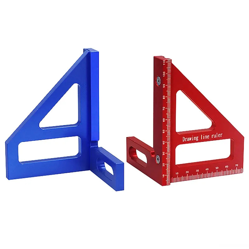 Transportador cuadrado de carpintero, regla triangular de inglete de aluminio, multiángulo 3D, regla de medición de diseño de 45/90 grados