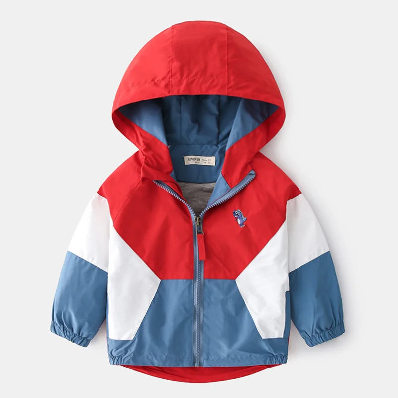 Abrigos de primavera y otoño para niños, chaquetas para niños, cortavientos con capucha y bolsillo, prendas de vestir exteriores con cremallera, ropa para bebés de 2 a 7 años
