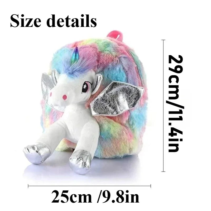 Mochila de Unicornio para Niñas, Mochila Infantil de Peluche, Regalos de Unicornio de Peluche para Bebés, Mochila de Peluche con Compartimentos para Pañales, Snacks y Libros