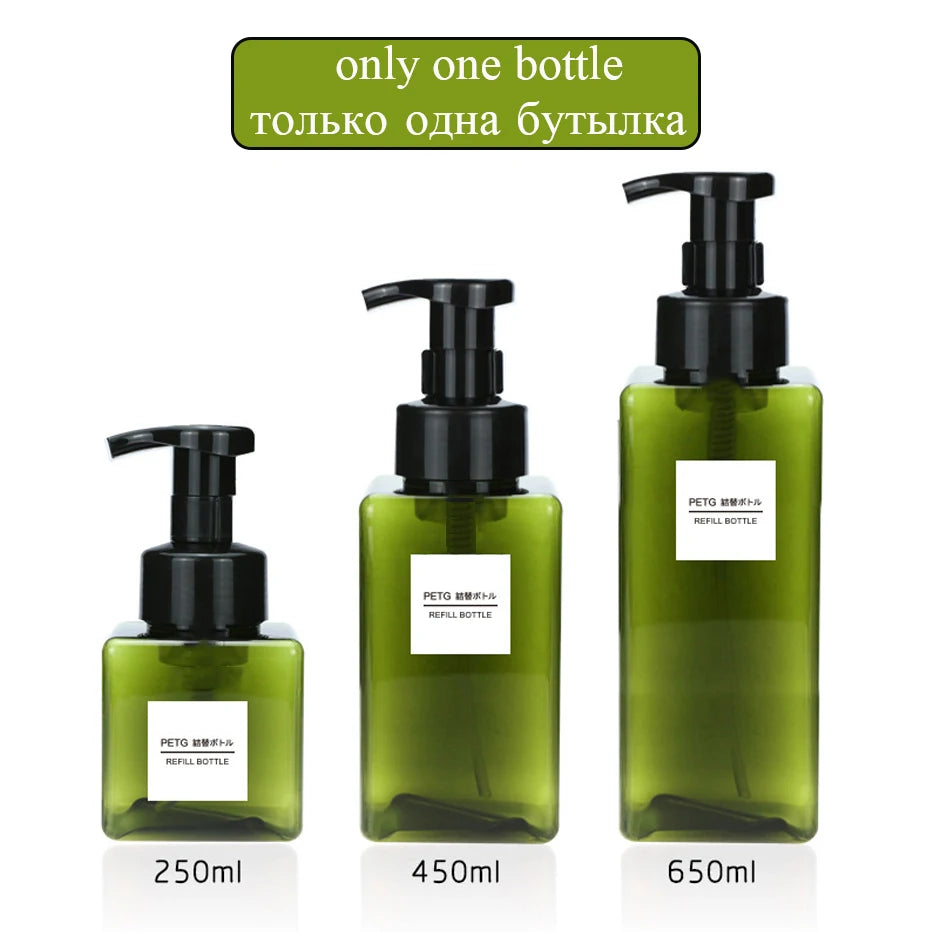 Dispensador de jabón espumoso vacío, desinfectante de manos para baño, champú, loción de lavado corporal, botella con bomba rellenable, contenedor de espuma