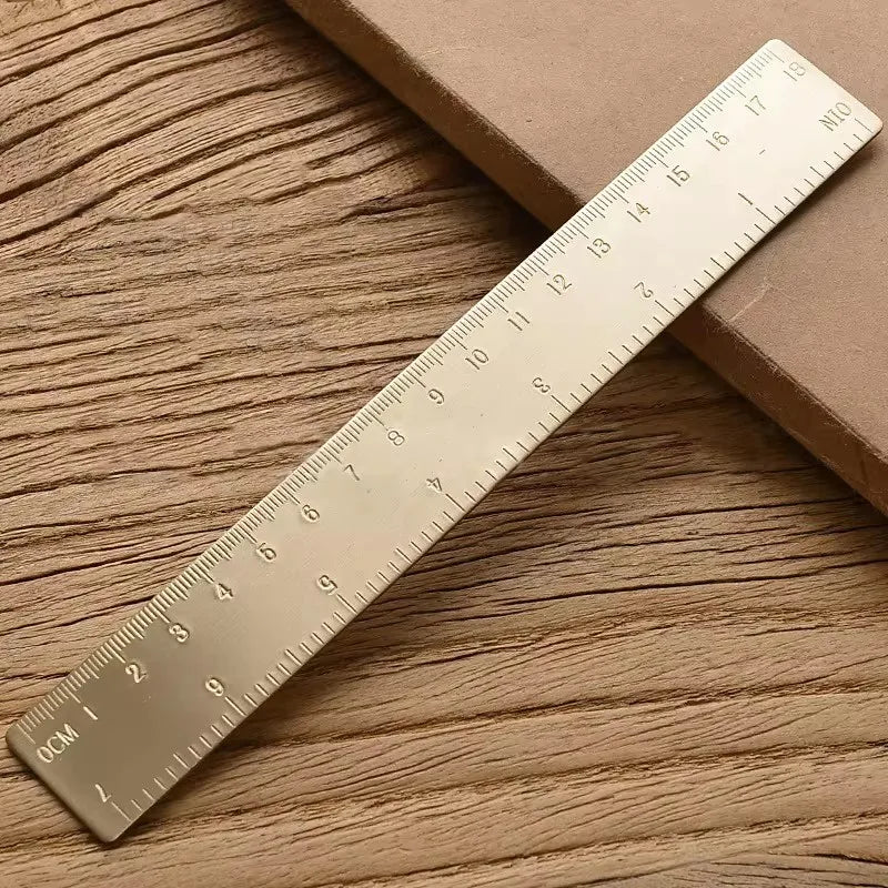 Reglas rectas de latón Retro, regla triangular de Metal de centímetros y pulgadas, transportador, herramienta de medición de papelería, suministros escolares y de oficina