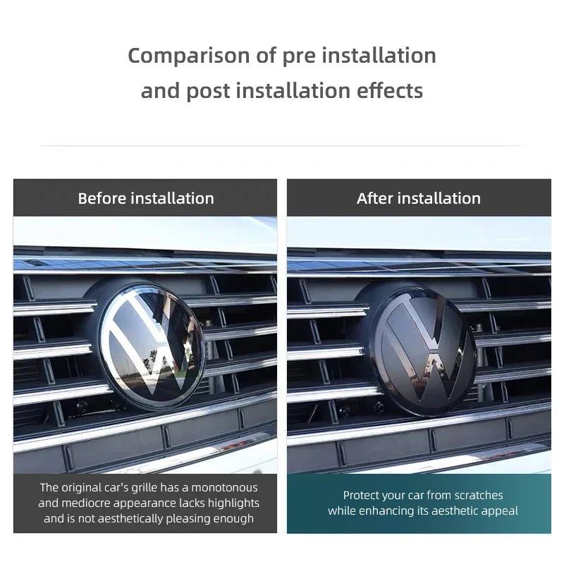 2 piezas de cubiertas de emblema para la parrilla delantera y la tapa del maletero trasero para VW Polo, GOLF 6, 7, 8, Passat B6, B7, B8, Variant, CC, Tiguan. Accesorio.