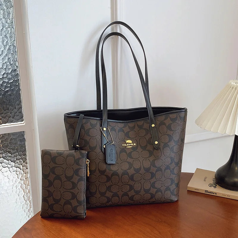 Bolso de Hombro de Diseño de Lujo para Mujer, Gran Capacidad, Práctico Bolso de Mano Diario con Bolsillos, Resistente, con Letras de Marca, Estilo Casual