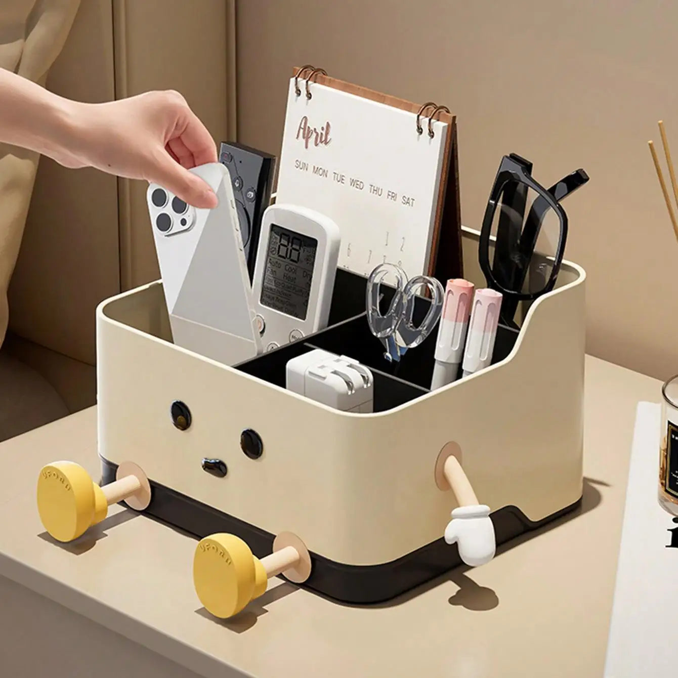 Caja de almacenamiento de escritorio multifuncional, estante para organización de cosméticos, almacenamiento en encimera y caja de exhibición (con pegatina), 1 ud.