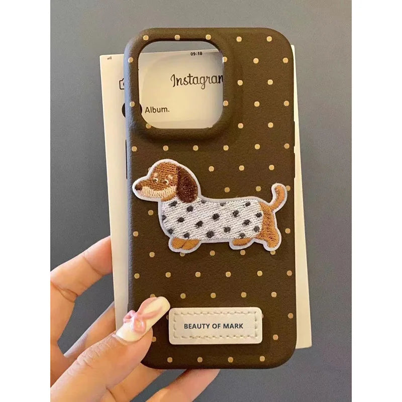 Bonita funda de teléfono de lunares esmerilados, bonita funda de dibujos animados para IPhone 15 13 14 11 12 16 17 Pro Max 7 8 Plus XR XS, cubierta anticaída