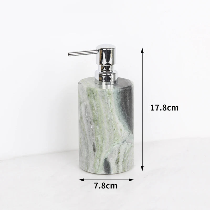 Juego de baño de mármol Natural verde esmeralda, jabonera de lujo, hisopos de algodón, tarro, difusor de caña, bandeja de tocador, accesorios de baño