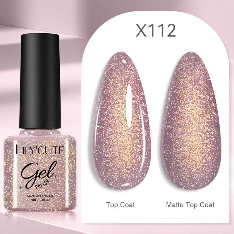 LILYCUTE-esmalte en Gel para uñas, barniz semipermanente para manicura, con LED UV, 129 colores, 7ML