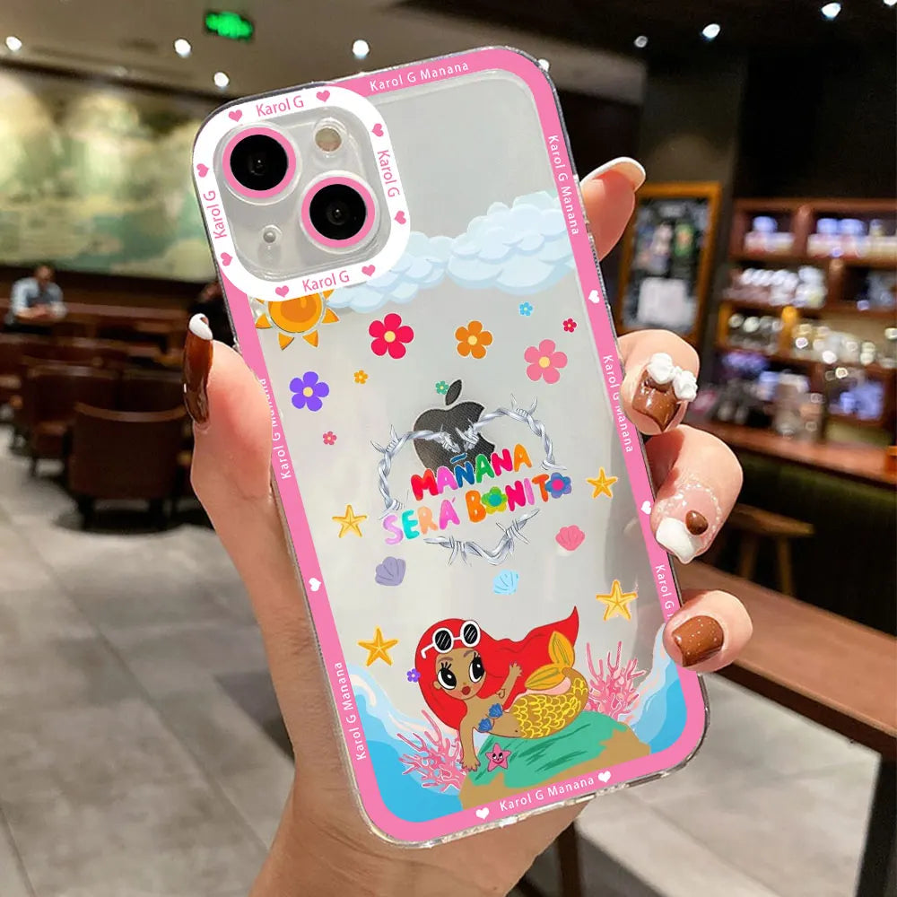 Karol G Manana Sera Bonito funda de teléfono para IPhone 16 15 14 13 12 11 Mini Pro Max X XR XSMax 7 8 Plus cubierta de TPU suave transparente