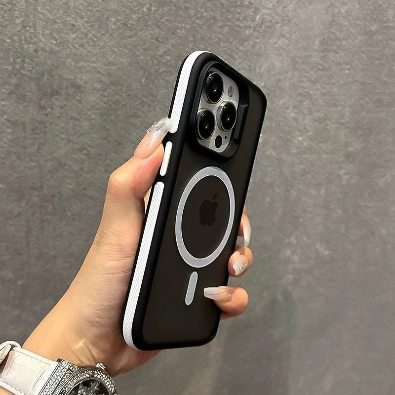 Funda de teléfono con armadura mate de lujo para iPhone 16 15 14 11 12 13 Pro Max Plus Magsafe, Fundas traseras con parachoques magnético, Funda Coque