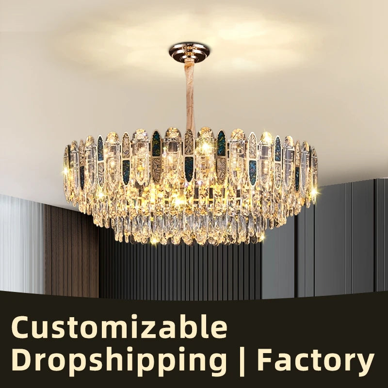 Techo para comedor, candelabro de cristal Led moderno, lámpara colgante de techo para sala de estar, Villa, Loft, iluminación colgante