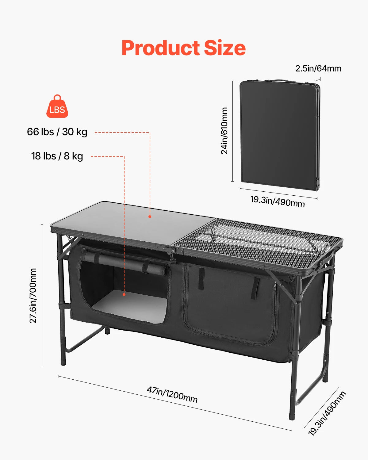 SucceBuy Mesa de cocina para acampar, mesa de cocina al aire libre, estación de cocina portátil ligera de aluminio para barbacoa, fiesta, Picnic, RV, viajes