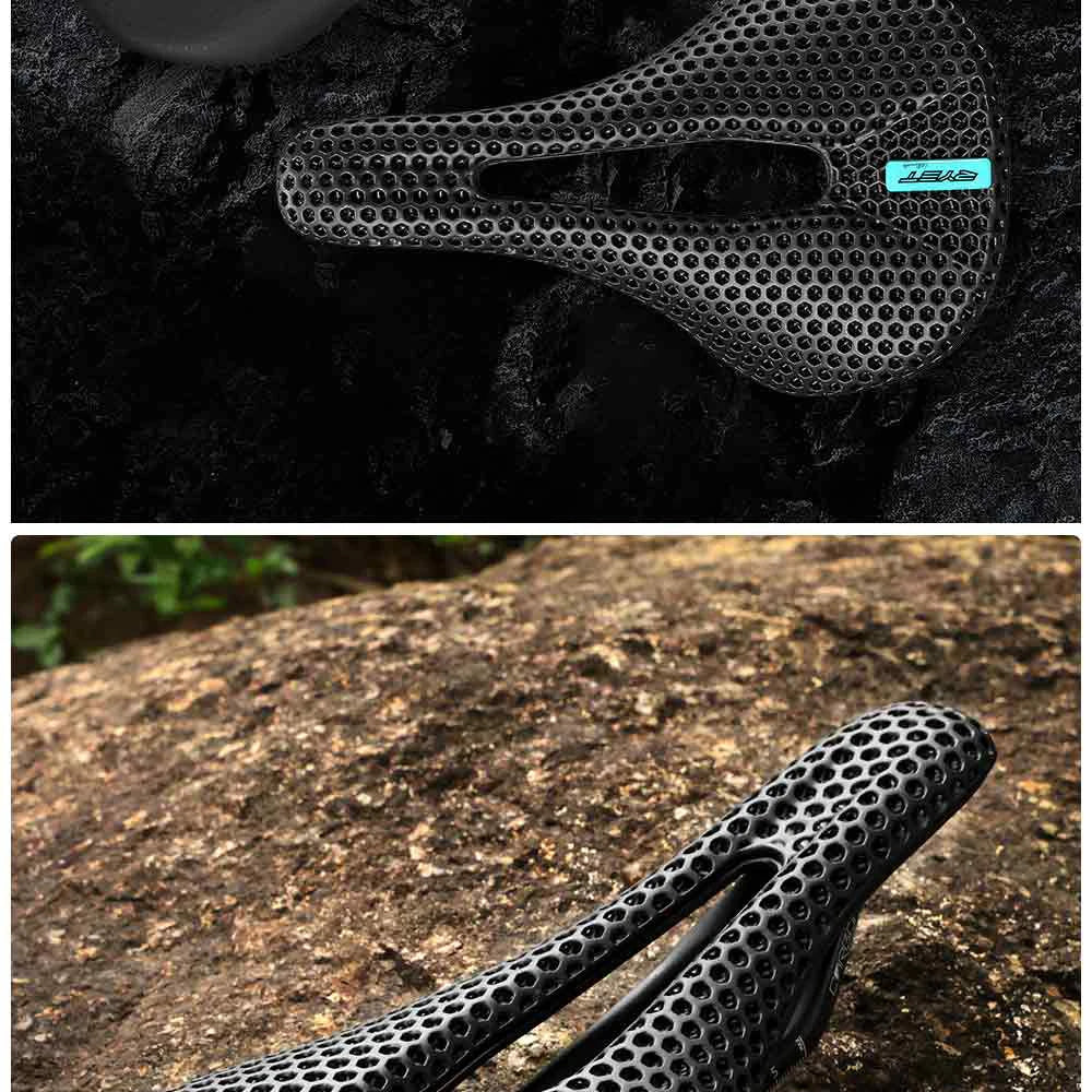RYET-sillín de carbono para bicicleta con estampado 3D, 140mm, 142mm, superligero, para carreras de montaña, EVA, cojín para asiento de bicicleta, pieza de asiento para ciclismo
