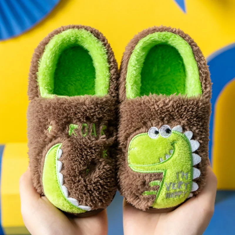 Zapatillas de algodón para bebé de 1 a 3 años, 2 hombres, Otoño/Invierno, antideslizantes para interiores, zapatos de algodón de felpa para niños, bolso con tacón para el hogar