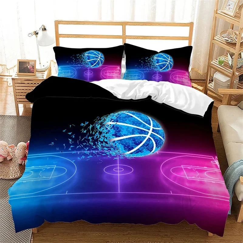 Funda nórdica de baloncesto, juego de cama deportivo para juegos, funda de edredón para jugadores de baloncesto, dormitorio para adolescentes y adultos