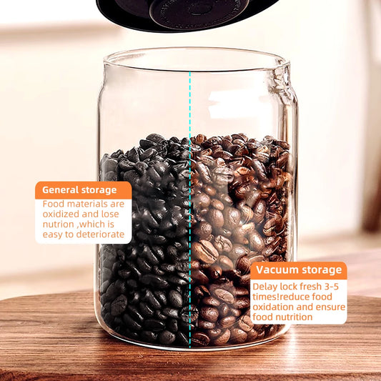Frasco de Vidrio Hermético al Vacío para Almacenamiento de Granos de Café, Alimentos, Té, Frasco de Almacenamiento de Alimentos Frescos, Accesorios de Cocina