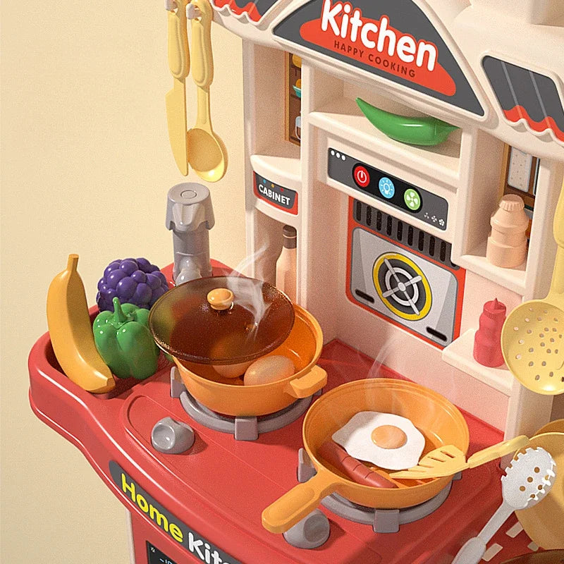Juguete de Cocina de Simulación para Niños, Mesa de Cocina con Sonido, Utensilios de Cocina para Niñas, Juego de Juguetes Educativos para Cocinar