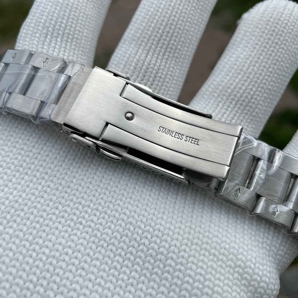 STEELDIVE-pulsera de repuesto de acero inoxidable de 20MM, hebilla sellada, cierre plegable con seguridad para relojes de buceo