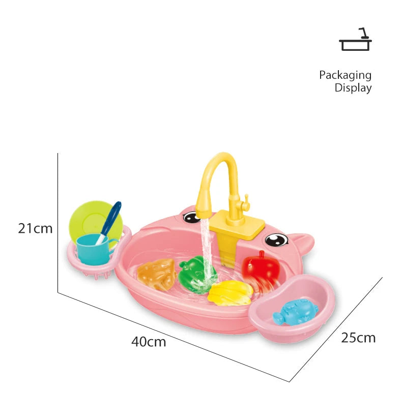 Fregadero de cocina para niños, juguetes de simulación, lavavajillas eléctrico, Mini cocina, comida, juego de casa de juego de imitación, juego de rol para niños, juguetes para niñas