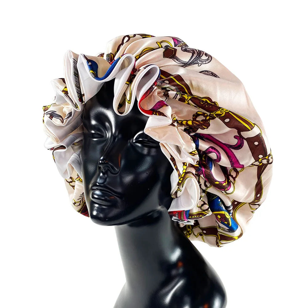 Nuevo Gorro de satén, gorro grande de satén forrado, gorro para dormir, gorro sedoso para dormir de noche, gorro para mujer, estilismo para el cabello